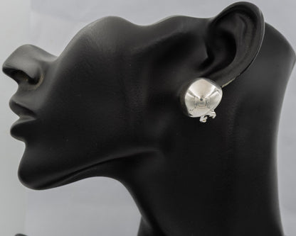Sterling Silver Large Dome Earrings  with Safety Clasp - Silvertree Jewelry #