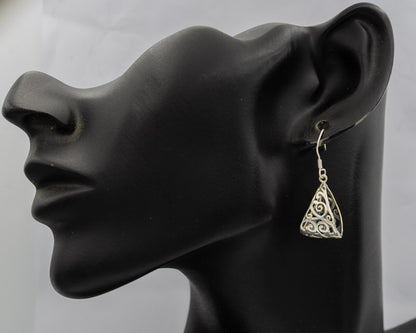 Sterling silver filagree hoop earring - Silvertree Jewelry #