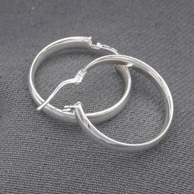 Sterling Silver 23mm Flat Hoop Earrings – 4mm Wide - Silvertree Jewelry #