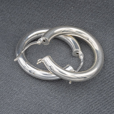 Sterling Silver 25mm Hoop Earrings – 4mm wide - Silvertree Jewelry #