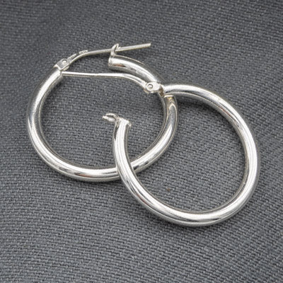 Sterling Silver 25mm Hoop Earrings – 2.5mm - Silvertree Jewelry #