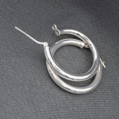 Sterling Silver 25mm Hoop Earrings – 3mm - Silvertree Jewelry #