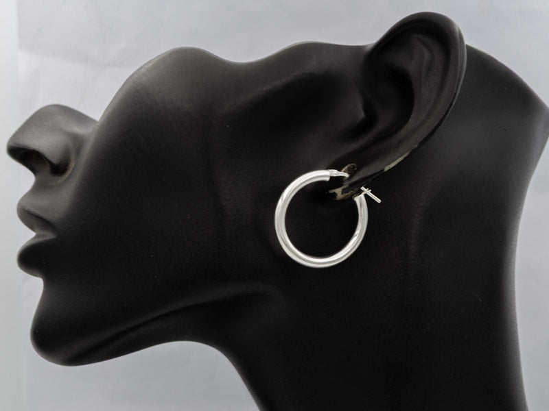 Sterling Silver 25mm Hoop Earrings – 3mm - Silvertree Jewelry #