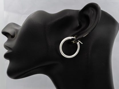 Sterling Silver 25mm Hoop Earrings – 3mm - Silvertree Jewelry #