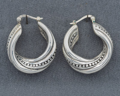 Sterling silver 3 band twisted hoop