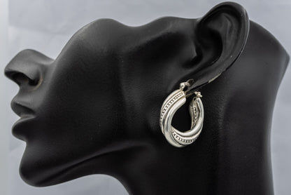 Sterling silver 3 band twisted hoop