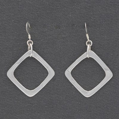 Sterling Silver Open Square Drop Earrings 2.8cm