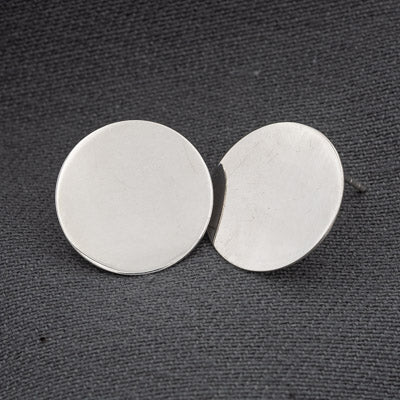 Sterling Silver Flat Disc Stud Earrings 1.8c