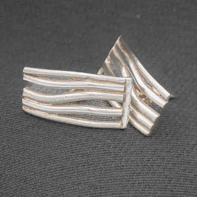 Sterling Silver Multi Band Earrings 2cm Modern Style