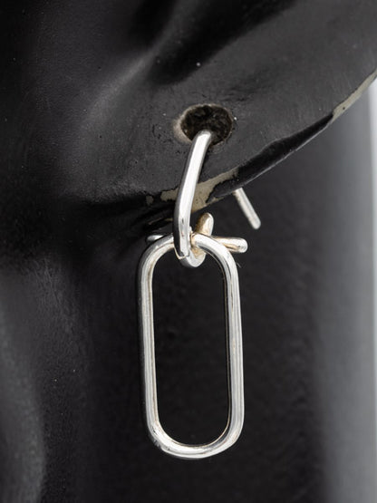 Sterling Silver Paperclip Drop Earrings Modern Design