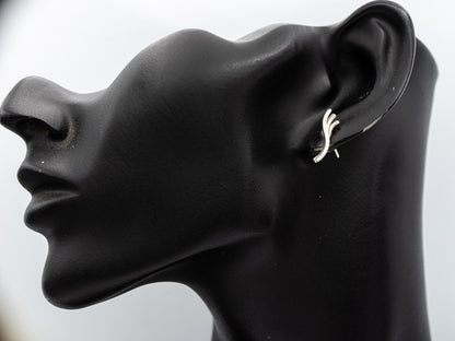Sterling Silver Triple Band Earrings S Curve Design