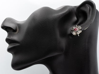 Sterling Silver Clover Earrings with Tourmaline Stone