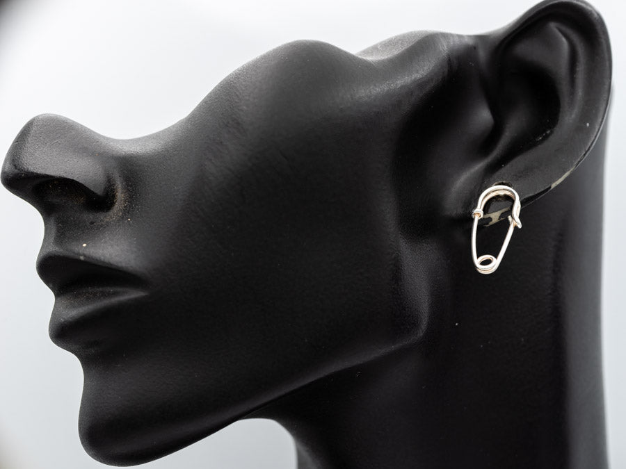 Sterling Silver Safety Pin Stud Earrings 2.2cm