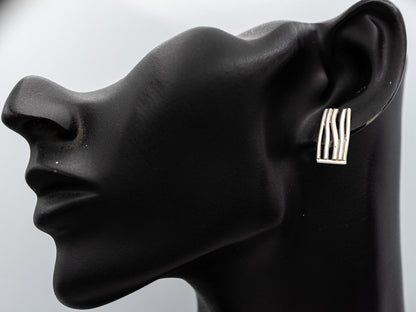 Sterling Silver Multi Band Earrings 2cm Modern Style