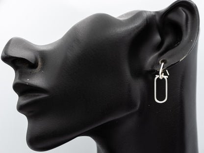 Sterling Silver Paperclip Drop Earrings Modern Design