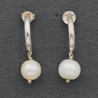 Sterling silver slanted hook with a pearl