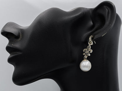Sterling silver with Marcasites and a 12 mm pearl