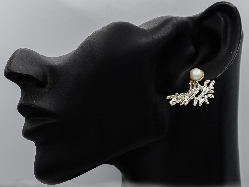Sterling silver coral pearl earrings