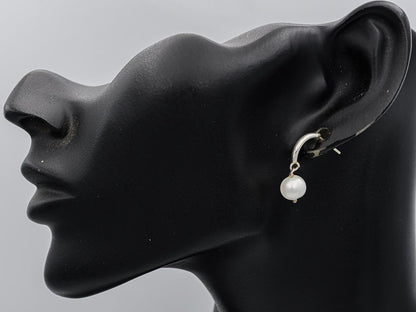 Sterling silver slanted hook with a pearl