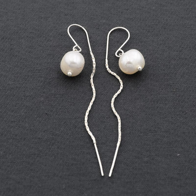 Sterling silver threader  pearl earring