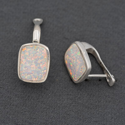 Opaline set in sterling silver earrings