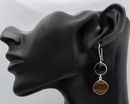 Onyx and Carnelian set in sterling silver earrings