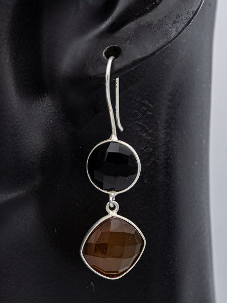 Onyx and Carnelian set in sterling silver earrings