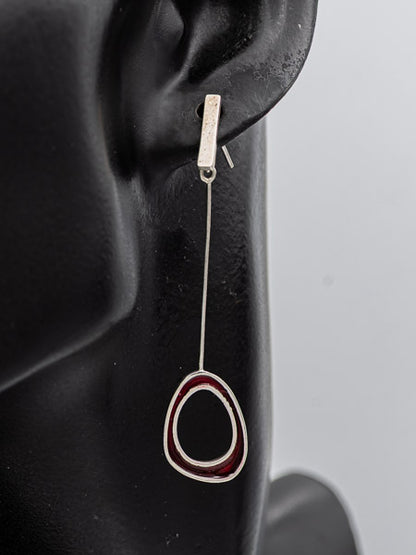 Asymmetric black lacquer sterling silver earrings