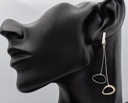 Asymmetric black lacquer sterling silver earrings