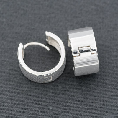 Sterling silver round huggie earring 16 mm x 9 mm