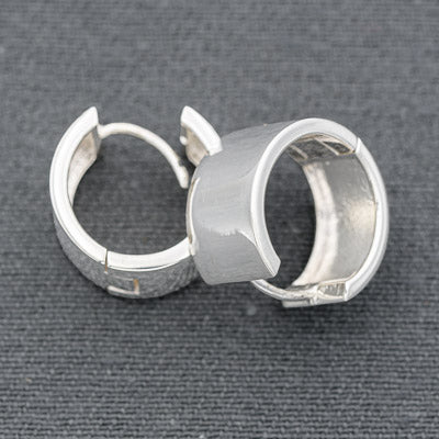 Sterling silver round huggie earring 16 mm x 9 mm