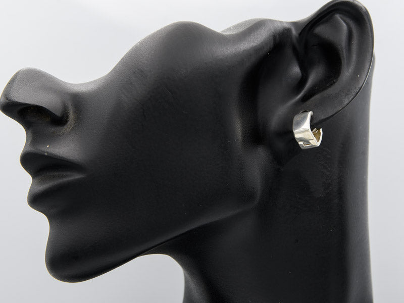 Sterling silver box huggie earring