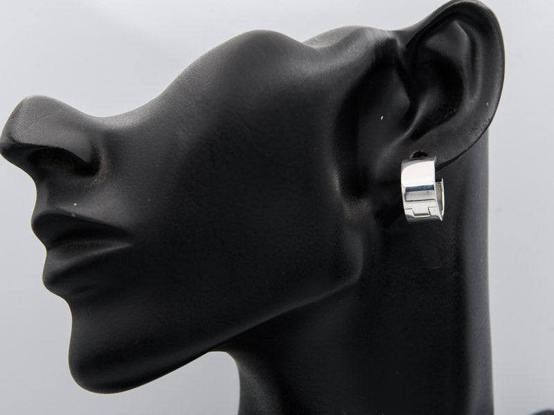 Sterling silver round huggie earring 16 mm x 9 mm