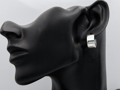 Sterling silver round huggie earring 16 mm x 9 mm
