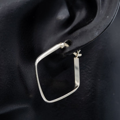 Square sterling silver hoops 2.5 cm x 2 mm