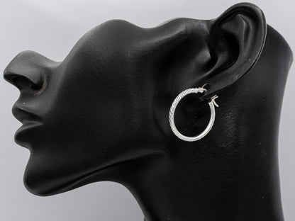 Textured sterling silver hoops