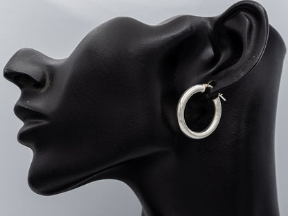 Sterling silver pipe hoops 2.7 cm x 4 mm