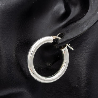 Sterling silver pipe hoops 2.7 cm x 4 mm