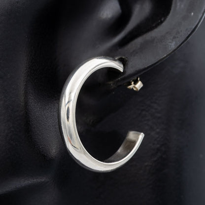 Half round Sterling hoops 3 cm x 6 mm