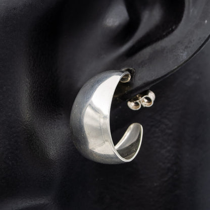 Sterling Silver Tapered Open-Back Hoop Earrings