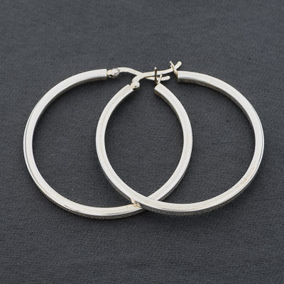 Sterling Silver Square Hoop Earrings 4.8cm