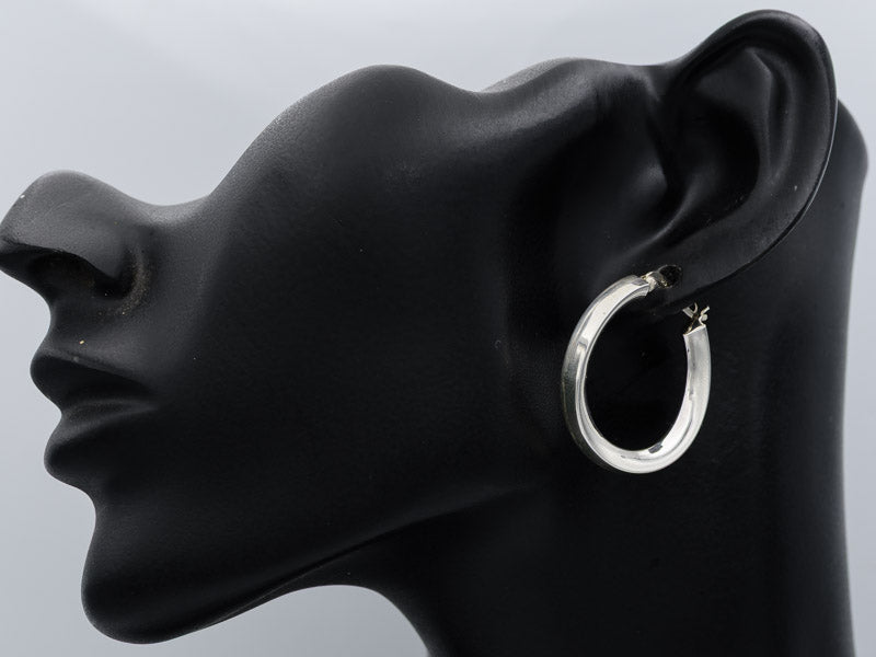 Sterling Silver Twisted Concave Hoop Earrings 3cm