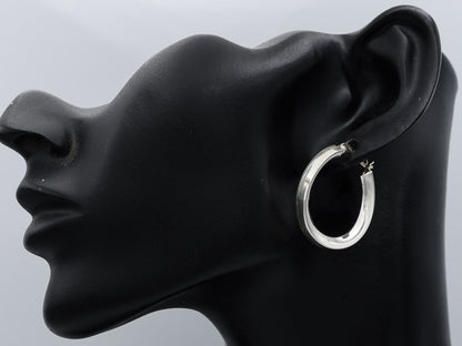Sterling Silver Twisted Concave Hoop Earrings 3cm
