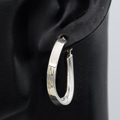 Sterling Silver Twisted Concave Hoop Earrings 3cm