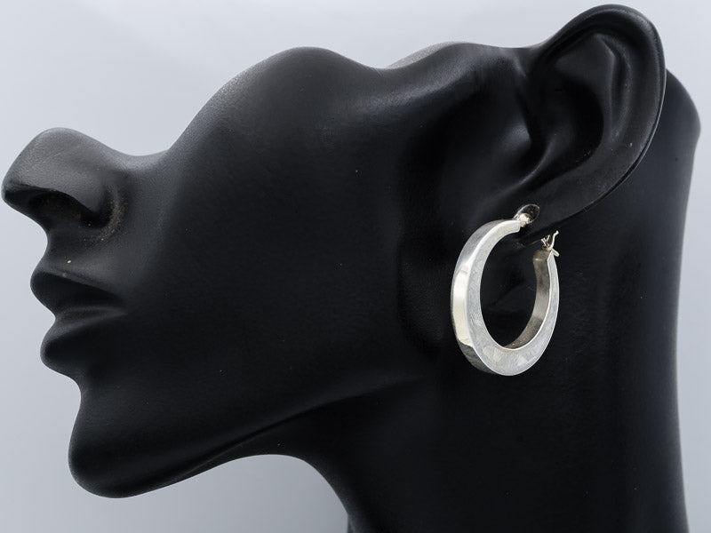 Sterling Silver Tapered Square Edge Hoop Earrings