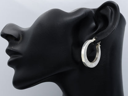Sterling Silver Tapered Square Edge Hoop Earrings