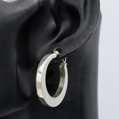 Sterling Silver Tapered Square Edge Hoop Earrings