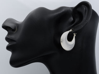 Sterling silver puffed tapered hoops