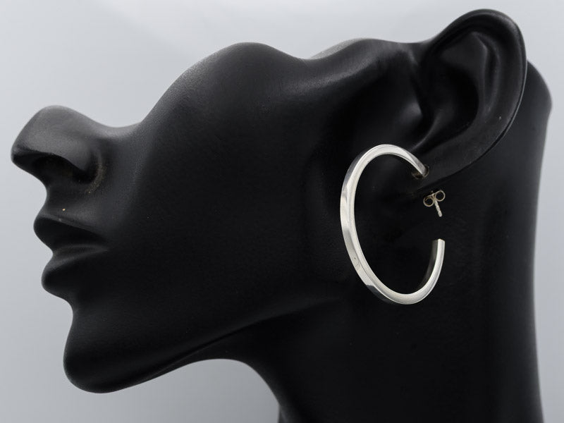 Sterling Silver Square Edge Hoop Earrings 4cm