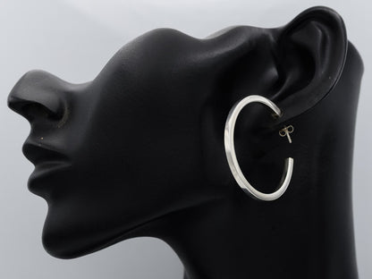 Sterling Silver Square Edge Hoop Earrings 4cm